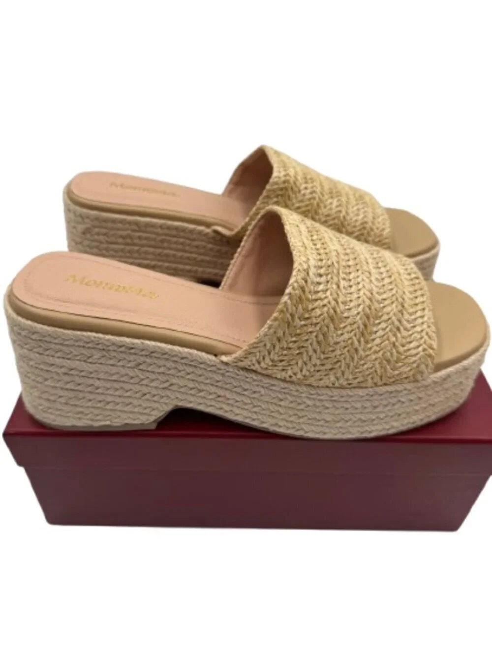 Monrovia Women's Bohemian by Espadrilles Apricot Platform Sandals Size 8